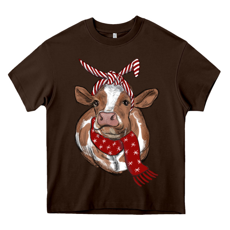 Christmas Scarf Heifer Heavy Core Tee by RanaPortraitStore | Teevron