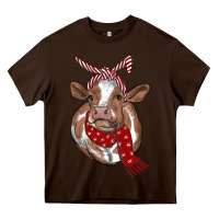 Chocolate Brown christmas scarf heifer Heavy Core Tee - RanaPortraitStore