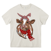 Cream christmas scarf heifer Heavy Core Tee - RanaPortraitStore