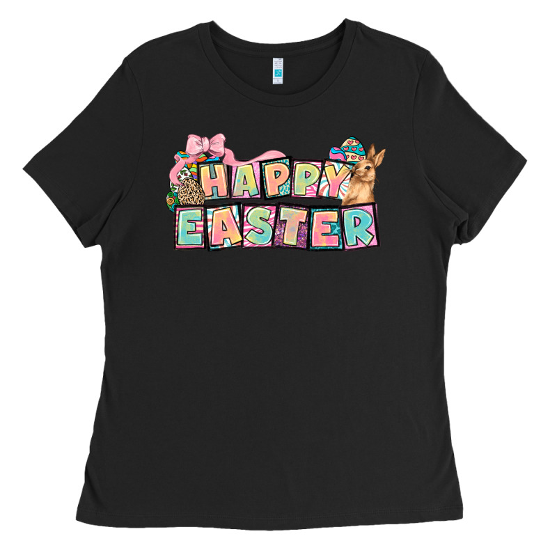 Happy Easter Plate Letters Easter Day Ladies Tee by HowdyJamesFarm | Teevron