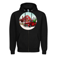 Black Christmas farm Christmas Zipper Hoodie - BarkalooDesign