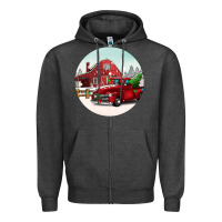 Charcoal Heather Christmas farm Christmas Zipper Hoodie - BarkalooDesign