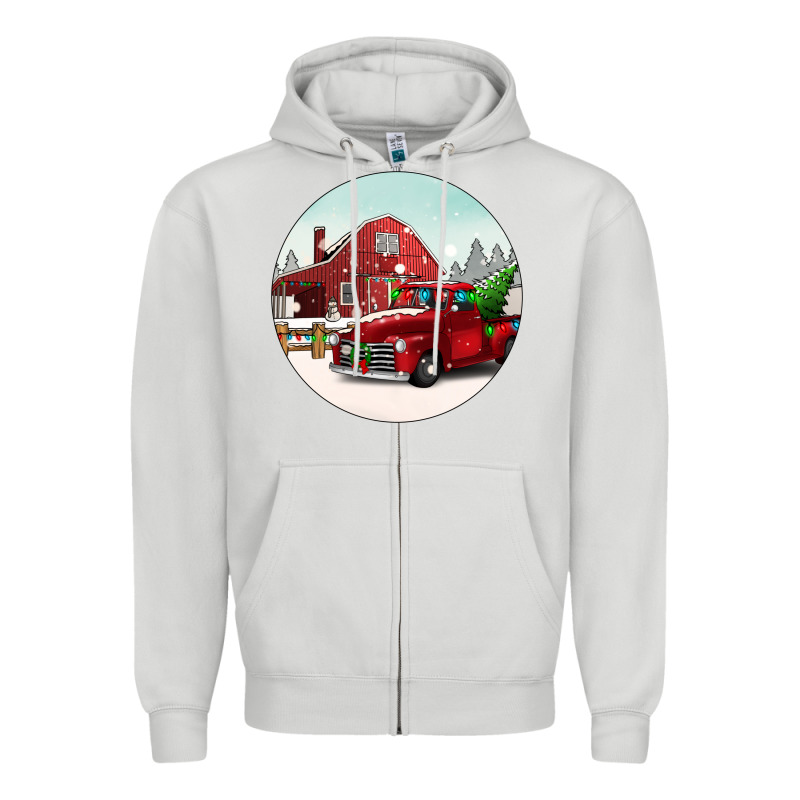 Christmas Farm Christmas Zipper Hoodie by BarkalooDesign | Teevron