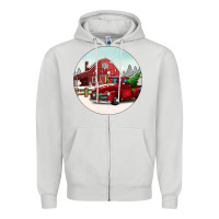 Dove Grey Christmas farm Christmas Zipper Hoodie - BarkalooDesign