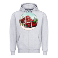 Heather Grey Christmas farm Christmas Zipper Hoodie - BarkalooDesign