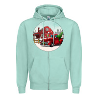 Seafoam Christmas farm Christmas Zipper Hoodie - BarkalooDesign