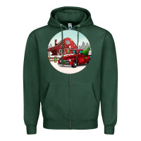 Sports Green Christmas farm Christmas Zipper Hoodie - BarkalooDesign