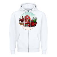White Christmas farm Christmas Zipper Hoodie - BarkalooDesign