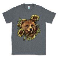 Charcoal Heather Bear head sunflower Classic Tee - HowdyJamesFarm