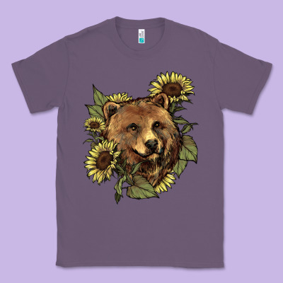 Bear Head Sunflower Classic Tee Designed By Howdyjamesfarm