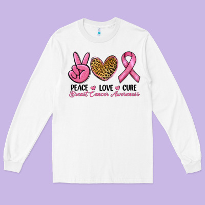 Peace Love Cure Long Sleeve Tee Designed By Ranaportraitstore