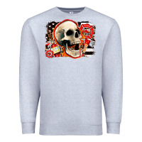 Heather Grey firefighter skull Premium Sweatshirt - AdoDesignShop
