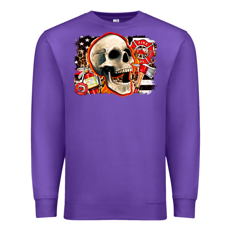 Firefighter Skull Premium Sweatshirt by AdoDesignShop | Teevron