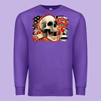 Firefighter Skull Premium Sweatshirt Designed By Adodesignshop