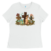 Western Rabbit Bunny With Crosses Easter Day Ladies Tee | Teevron