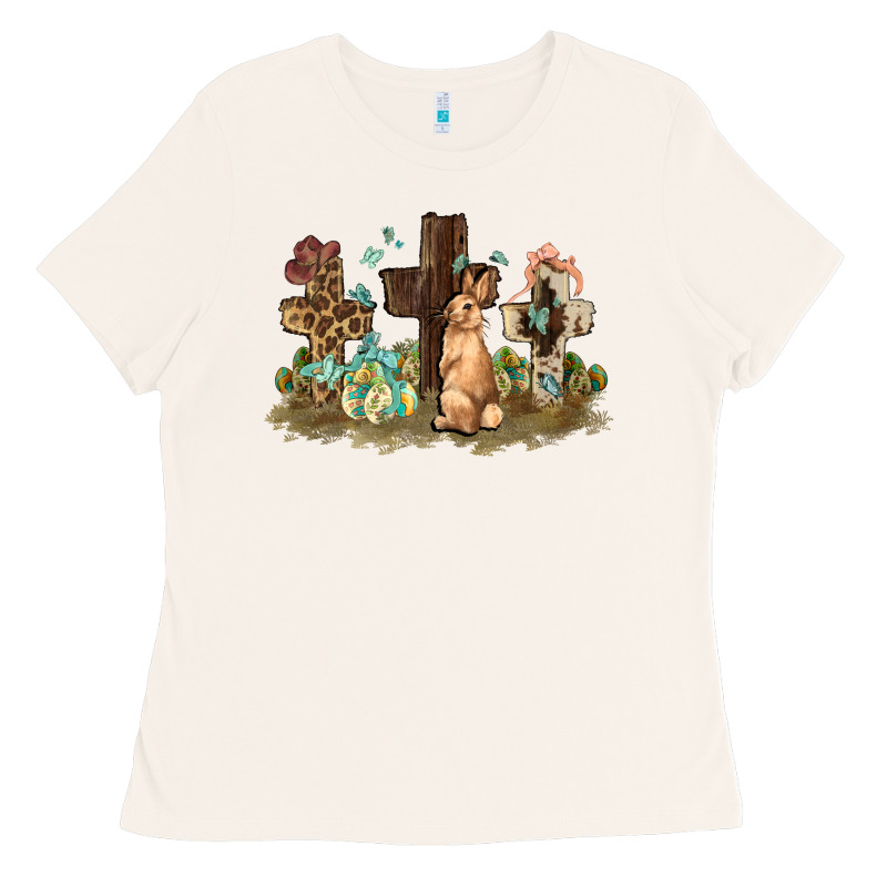 Western Rabbit Bunny With Crosses Easter Day Ladies Tee by HowdyJamesFarm | Teevron