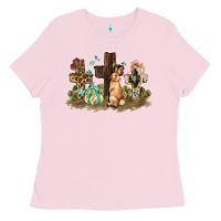 Bubblegum Pink Western rabbit bunny with crosses Easter Day Ladies Tee - HowdyJamesFarm