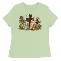 Matcha Western rabbit bunny with crosses Easter Day Ladies Tee - HowdyJamesFarm