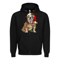 Black Christmas english bulldog Zipper Hoodie - BarkalooDesign