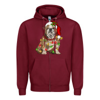 Burgundy Christmas english bulldog Zipper Hoodie - BarkalooDesign