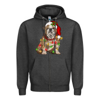 Charcoal Heather Christmas english bulldog Zipper Hoodie - BarkalooDesign