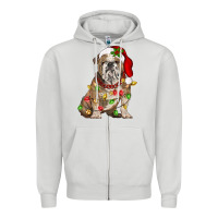 Dove Grey Christmas english bulldog Zipper Hoodie - BarkalooDesign
