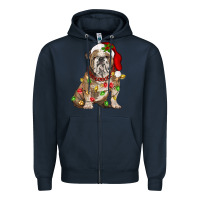 Navy Christmas english bulldog Zipper Hoodie - BarkalooDesign
