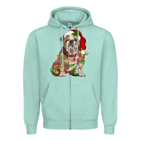 Seafoam Christmas english bulldog Zipper Hoodie - BarkalooDesign