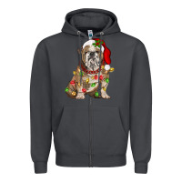 Smoke Christmas english bulldog Zipper Hoodie - BarkalooDesign