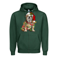Sports Green Christmas english bulldog Zipper Hoodie - BarkalooDesign