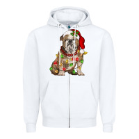 White Christmas english bulldog Zipper Hoodie - BarkalooDesign