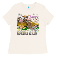 Bone Happy Easter truck with farm animals Easter Day Ladies Tee - HowdyJamesFarm
