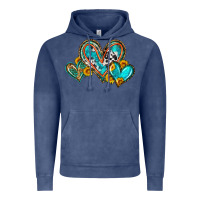 Vintage Denim western leopard turquoise cowhide hearts olivia Vintage Hoodie - OliviaCreatesArt