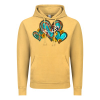 Vintage Mustard western leopard turquoise cowhide hearts olivia Vintage Hoodie - OliviaCreatesArt
