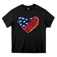 Black leopard with american flag Heavy Core Tee - RanaPortraitStore