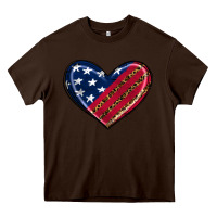 Chocolate Brown leopard with american flag Heavy Core Tee - RanaPortraitStore