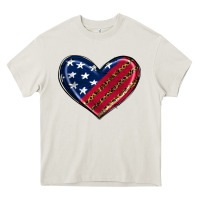 Cream leopard with american flag Heavy Core Tee - RanaPortraitStore
