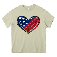 Mossy leopard with american flag Heavy Core Tee - RanaPortraitStore