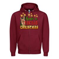 Burgundy have a rockin christmas Zipper Hoodie - BarkalooDesign