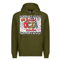 Army Green School Social Worker Premium Hoodie - CowhideDigitalArt