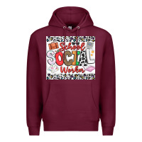 Burgundy School Social Worker Premium Hoodie - CowhideDigitalArt