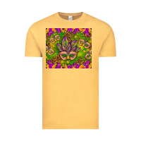 Vintage Mustard Mardi Gras masks and coins tumbler Vintage Tee - HowdyJamesFarm