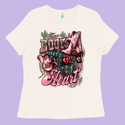 Boots Never Broke My Heart Ladies Tee Designed By Howdyjamesfarm