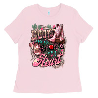Bubblegum Pink Boots never broke my heart Ladies Tee - HowdyJamesFarm