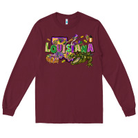 Burgundy louisiana mardi gras Long Sleeve Tee - FaDigitalArtStudio