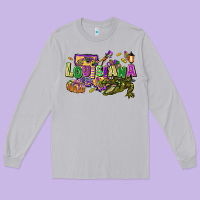 Louisiana Mardi Gras Long Sleeve Tee Designed By Fadigitalartstudio
