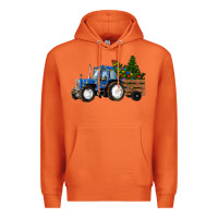 Carrot Blue Christmas Tractor Premium Hoodie - RanaPortraitStore