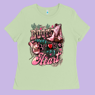 Boots Never Broke My Heart Ladies Tee Designed By Howdyjamesfarm