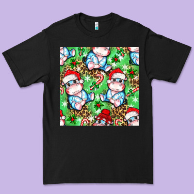 Christmas Cute Hippo Sitting Premium Tee Designed By Nancycooperartshop