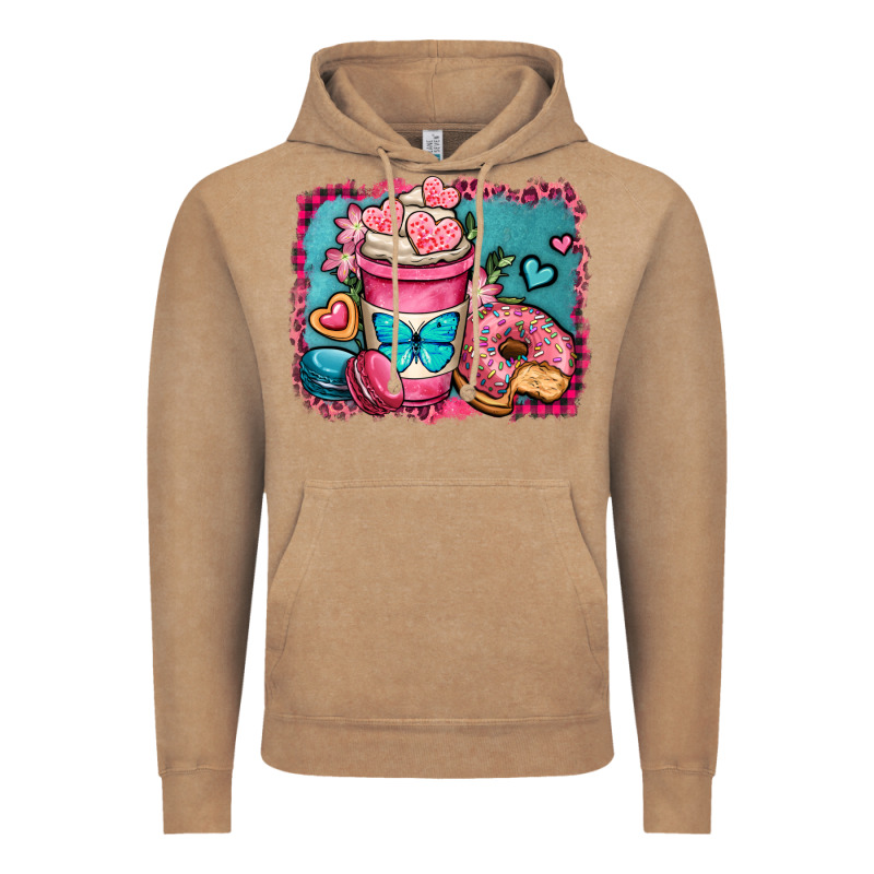 Valentines Day Coffee Cup And Sweets Vintage Hoodie by OliviaCreatesArt | Teevron